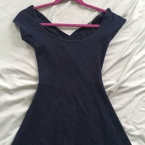 Casual Navy Dress with Cross Back